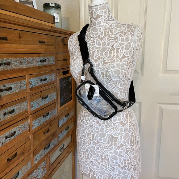 Men's Clear/ Transparent Belt Bag/ Waist Bag- Black Accents - Picture 2 of 9